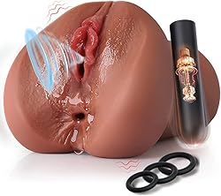 Masturbádores Masculino Real Male Masturbators Set, 3D Masturbador Masculino Mini Vibrador Anillo Pene Hombre con Vagina Realista y Anal Apretado Coños Sexuales Realista Juguetes Eróticos para Adultos