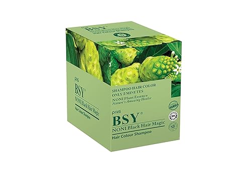 Miniatura 5 de BSY Noni Black Hair Magic Shampoo - Champú natural sin amoníaco de 5 minutos, tinte permanente para el cabello, 20 x 0.67 onzas líquidas