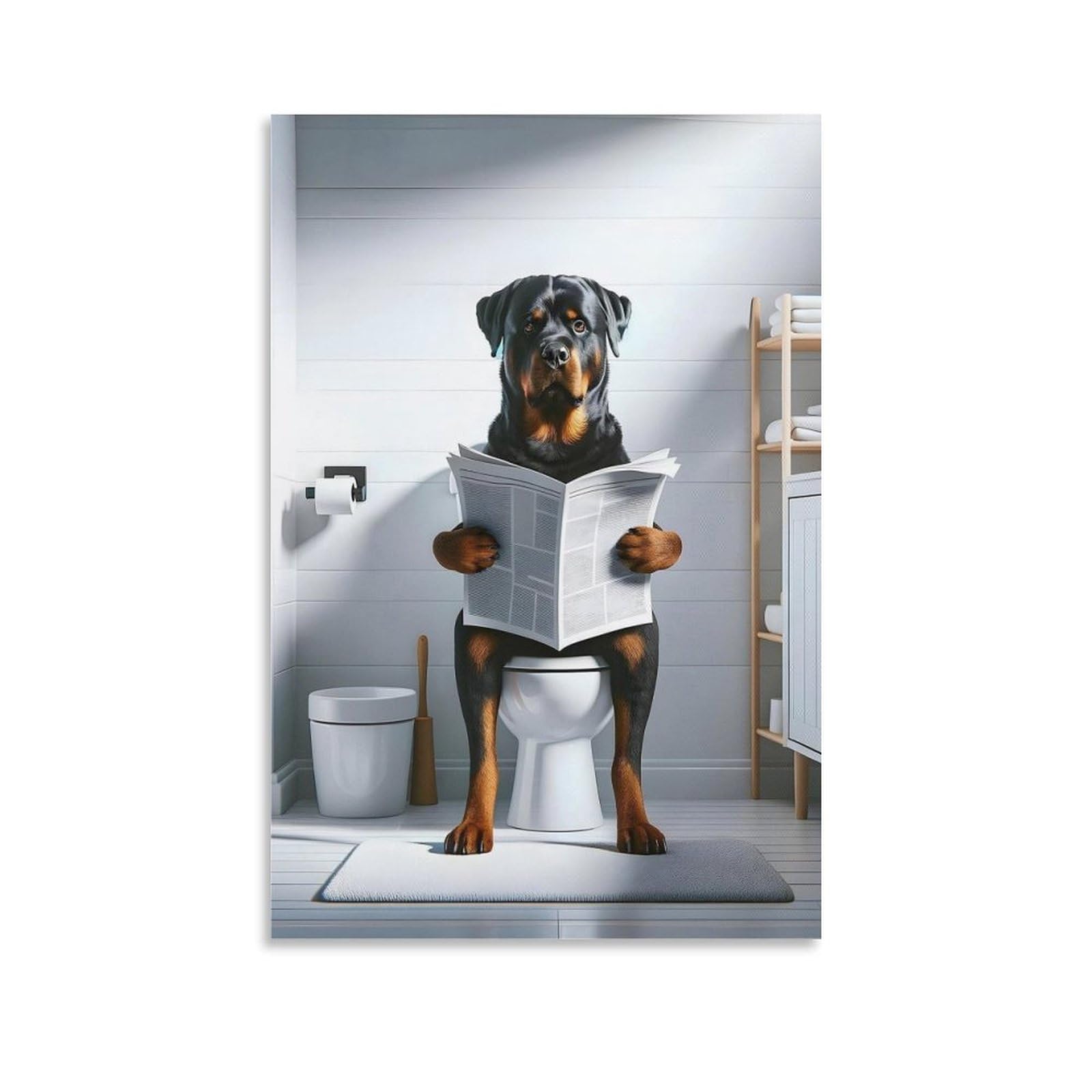 GQVCJSW Rottweiler, Funny Bathroom Decor（1） Canvas Poster Bedroom Decor Landscape Office Room Decor Gift 16x24inch(40x60cm)