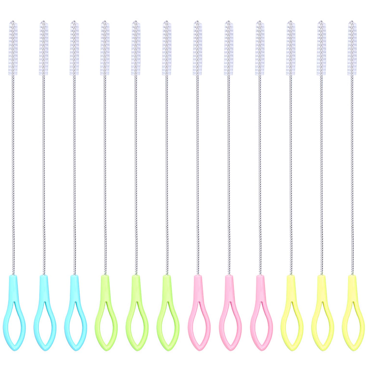 Adspow Yellow, Green, Blue, Pink 12 Pieces Straw Brushes, Reusable Straw Cleaning Brush, Bottle Brush, Straw Cleaning Brushes Suitable For Bottles, Water Cups, Test Tubes
