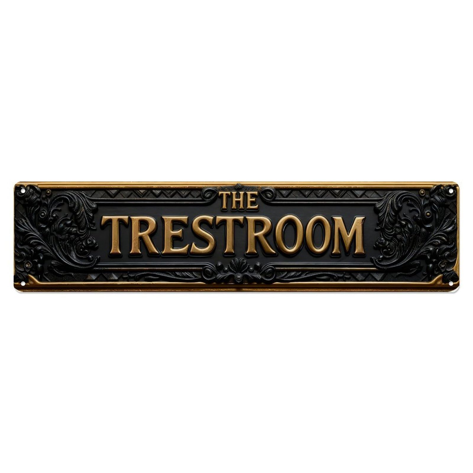 Iageret Vintage Ornate Metal Sign With Gold Lettering Metal Tin Sign Retro Wall Decor, Bar Garage Cafe Kitchen Home Wall Art Poster Decoration 4X16inches