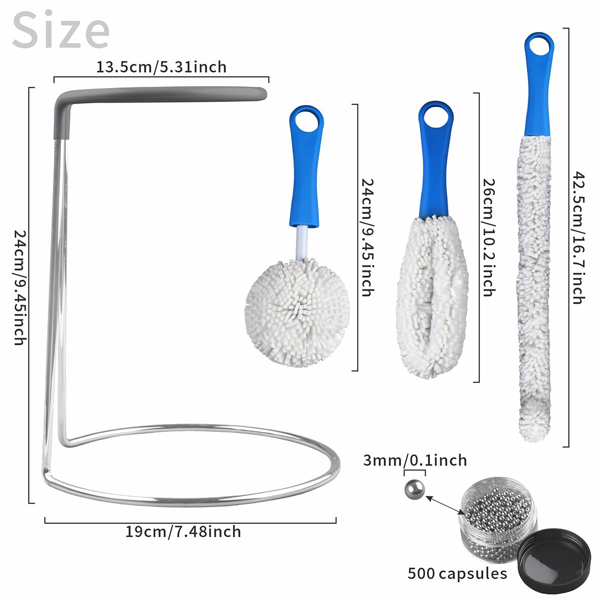 Support de séchage pour carafe à décanter avec brosse de nettoyage et perles de nettoyage, égouttoir à décanter à vin avec dessus recouvert de caoutchouc pour éviter les rayures. Décanteur de