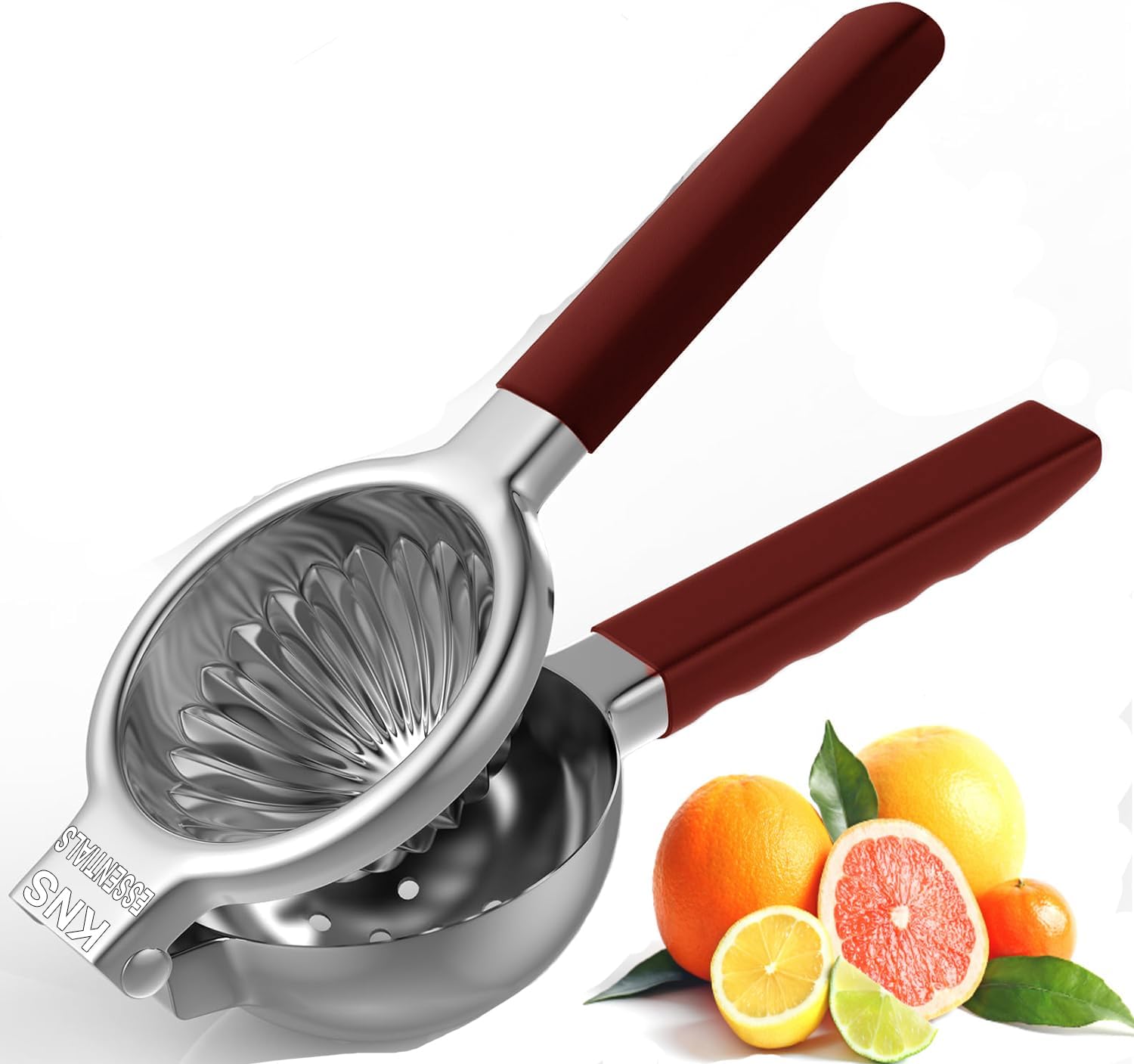 Lemon Squeezer Large, Stainless Steel Lime Squeezer, Max Extraction Hand Press Lemon Juicer, Heavy Duty Metal Citrus Press, Easy to Make Juice from Lemons, Limes, Oranges & Citrus Fruits