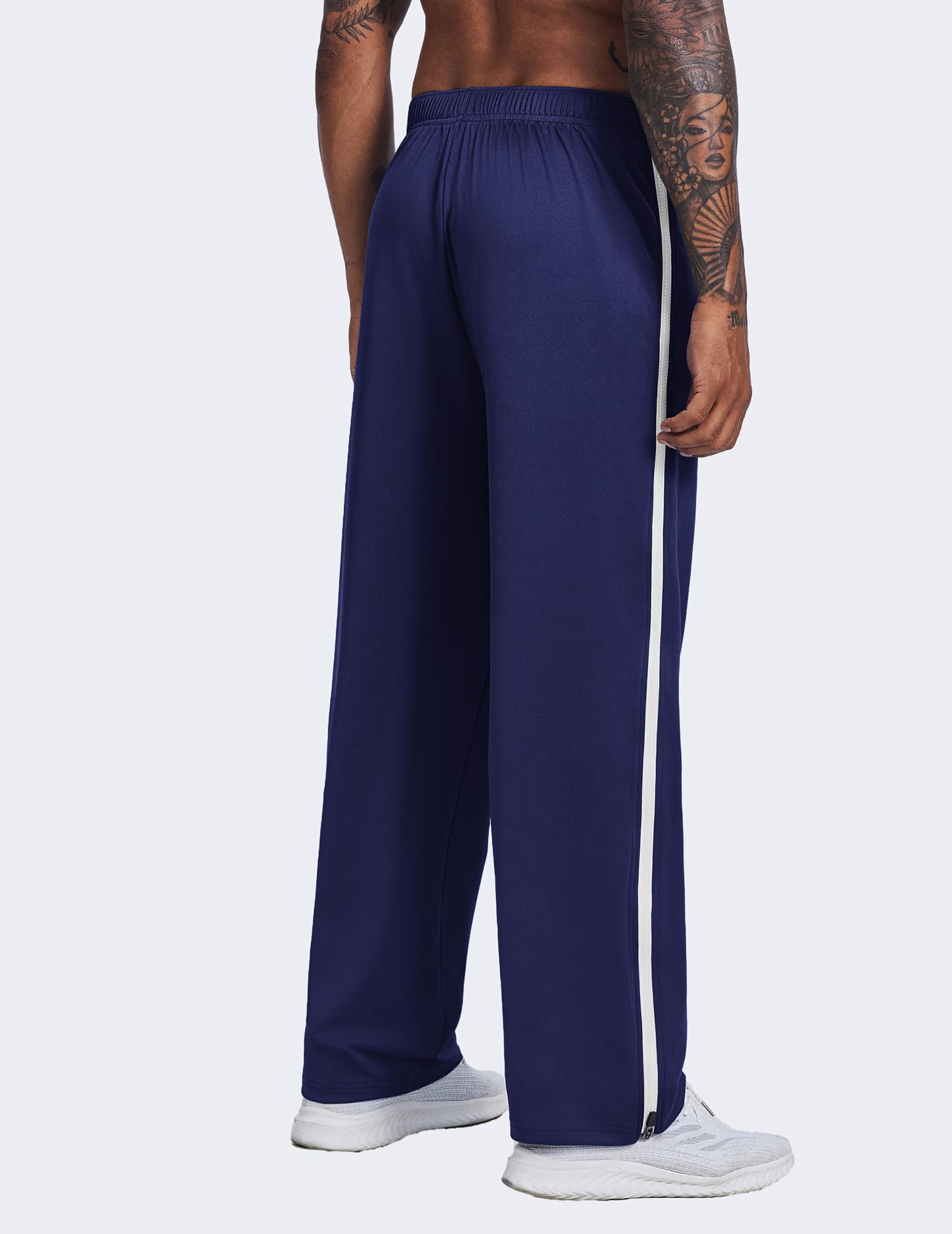 PINSPARK Pantalones largos de deporte para hombre con cremallera completa, pantalones de entrenamiento, holgados, informales, pantalones de chándal