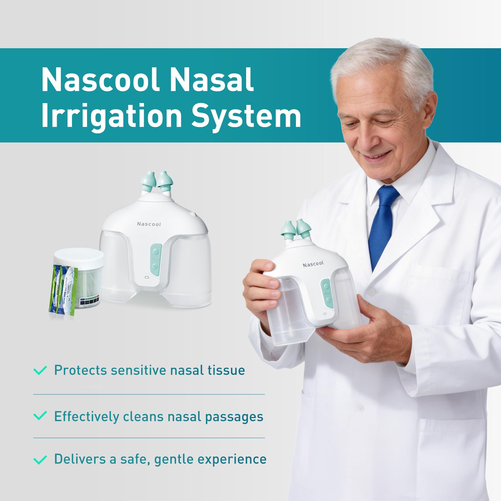 Nascool Electric Nasal Irrigation System with 50 Salt Packets Nose Cleaner — Amazon image 9