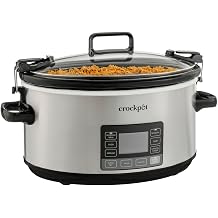 Crock-Pot 7-Quart Slow Cooker, Portable Programmable with Timer, Locking Lid, Stainless Steel; an Essential Kitchen Appliance, Perfect for Families and Gatherings