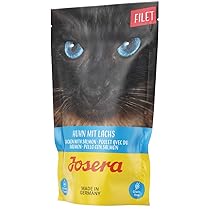 JOSERA Filetto di pollo con salmone (16 x 70 g) | Adulto | cibo umido premium per gatti adulti | pollo e salmone con filetto di pollo al 40% | senza cereali | cibo umido per gatti in sacchetto fresco