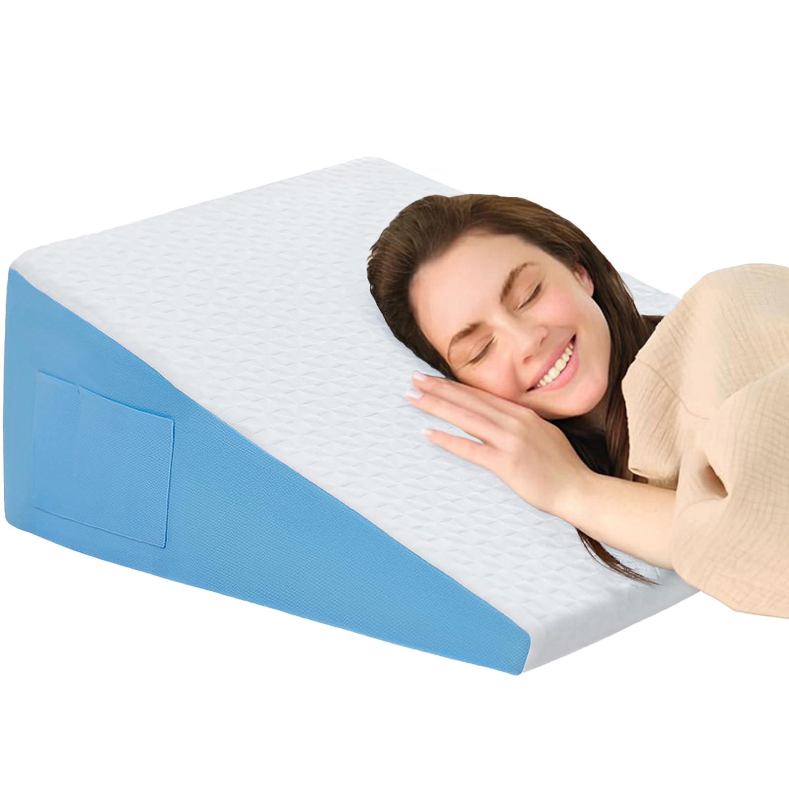 Photo 1 of COLDHUNTER Wedge Pillow for Sleeping, 12" Bed Wedge After Surgery, Back Pain Relief, Memory Foam Pillow Triangle Incline Wedge for Back Support, Leg Elevation