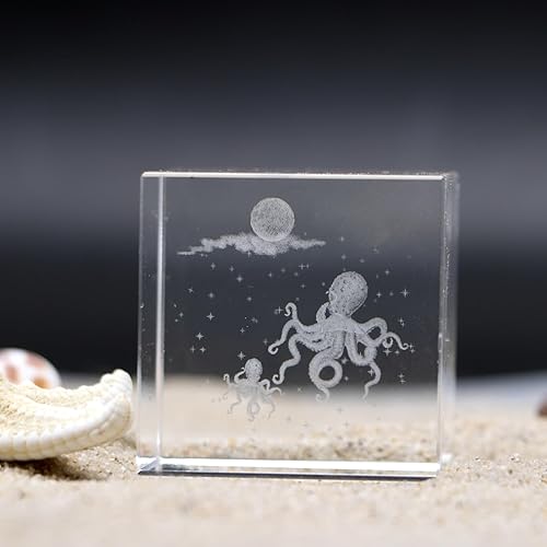 Miniatura 4 de Cubo de cristal 3D Océano de cristal decoración de pulpo de mar animales marinos mesa pisapapeles Fengshui adornos cristal hogar figuras regalos