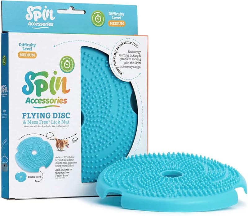 Tapete de Lamber para Cães PetDreamHouse Spin Disc com Textura Dupla e Alimentação Lenta Azul