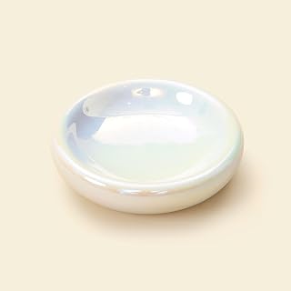 Pebble Pet Bowl Flat Pearl, Ergonomic Dog Cat Feeding Bowl, Flat-Faced Breed, Tilted Ceramic Pet Food Dish, Scooper Eater, Anti-Spill Design, Dishwasher Safe, Modern Pet Bowl, Dry & Wet Diet