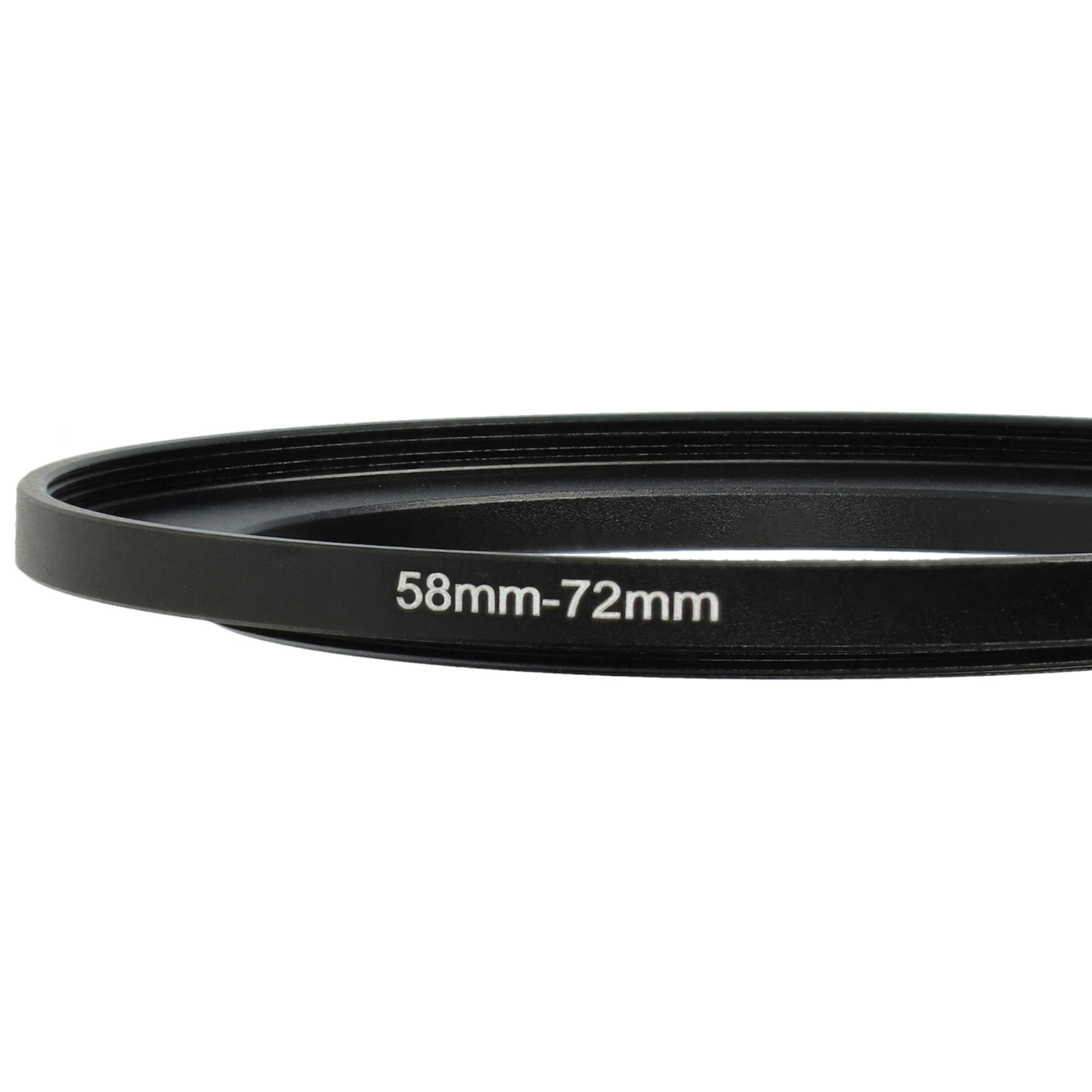 vhbw Bague d'adaptation de Filtre Step-Up de 58 mm vers 72 mm pour Objectif d'appareil Photo - Adaptateur, métal, Noir