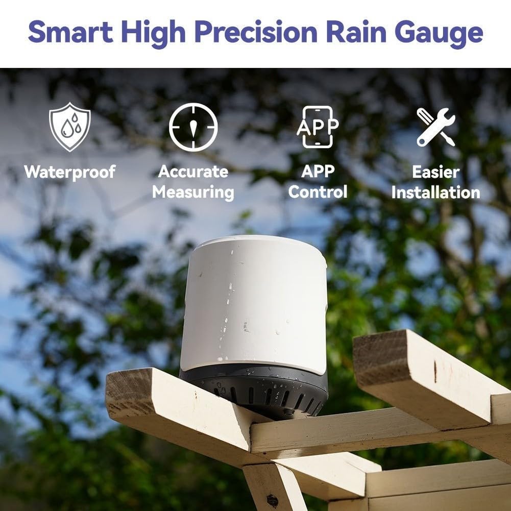 HomGar Pluviometro intelligente senza fili digitale con app controllo remoto a prova di gelo monitoraggio precipitazioni esterno giardino