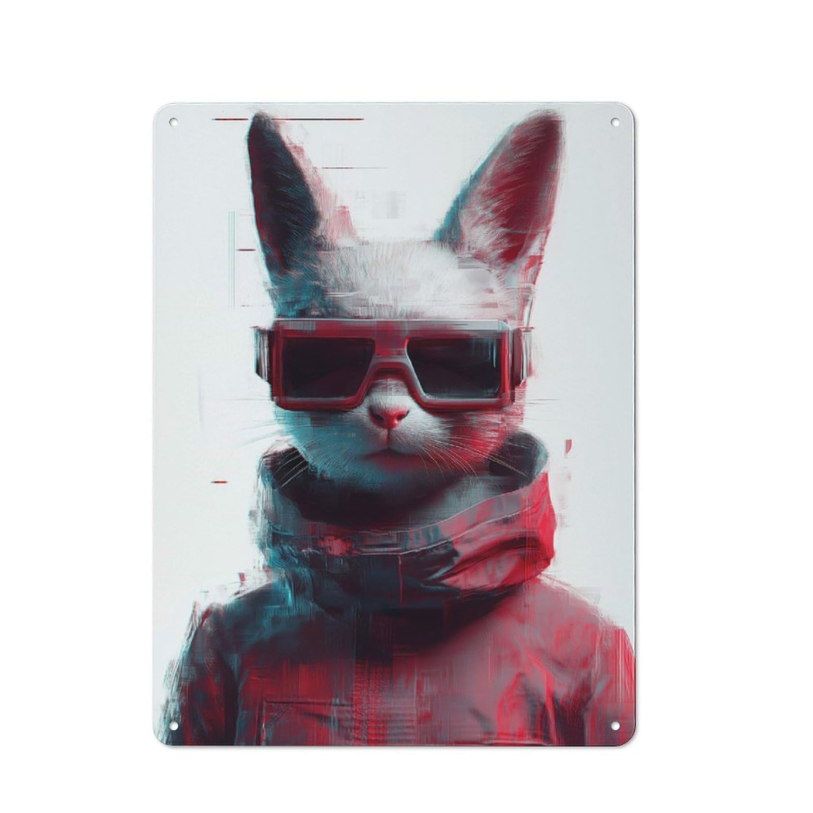 Cyberpunk Cat Warehouse Style Metal Wall Decor 40x30cm, Metal Wall Sign for Workspace, Cafe, Hallway Or Garage