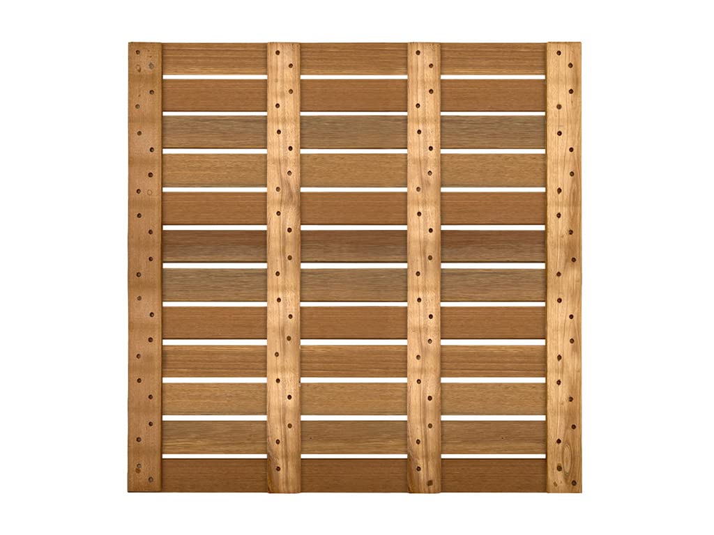 Terrassenfliese Bangkirai | 1 Stück x 100 x 100 x 2,4 cm = 1 m² | Fein Geriffelt | Holzfliese | Terrassenfliesen aus Bangkirai-Holz | Beständiger Balkon-Bodenbelag | 14 Latten