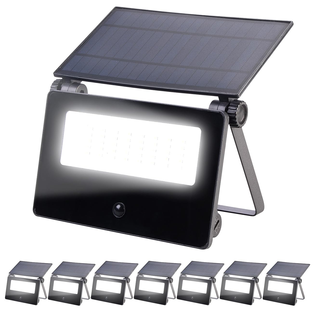 Luminea Strahler Solar Garten: 8er-Set Solar-LED-Wandfluter, Bewegungssensor, 1.300 lm, 2X 1.800 mAh (LED Flutlichter, Wand-Fluter für außen, Panel)