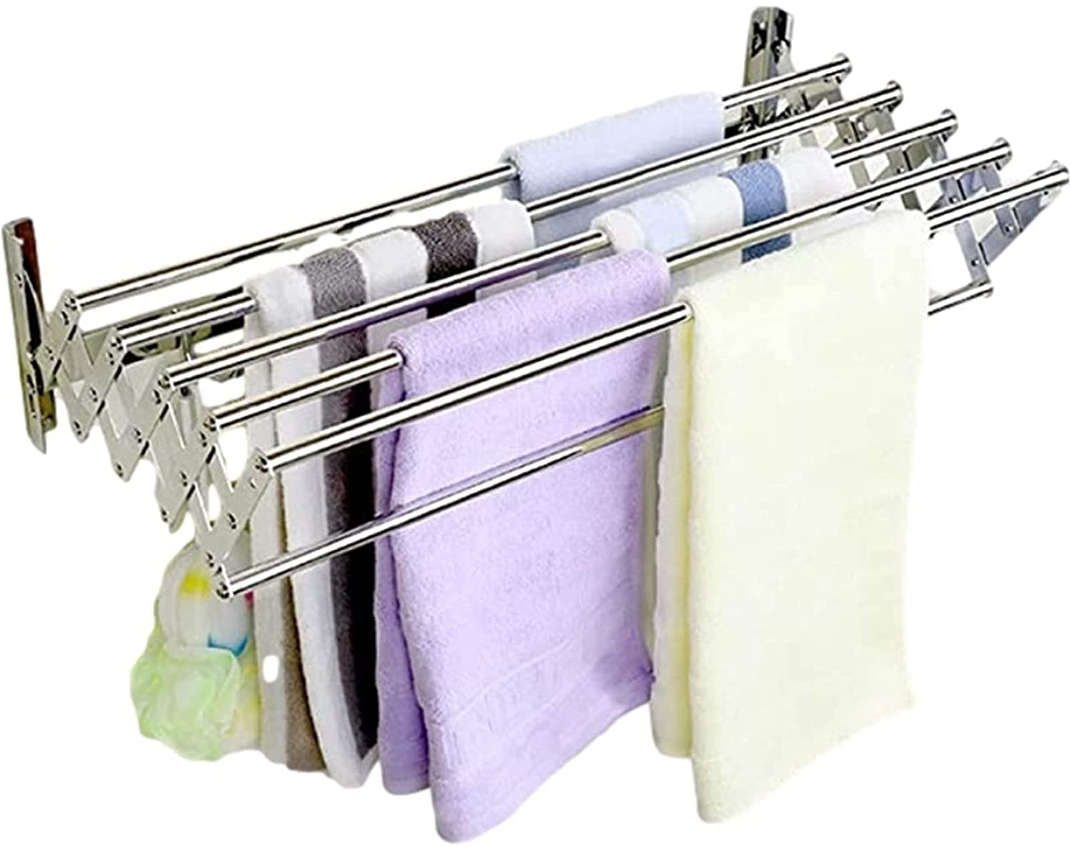 Étendoir à linge mural pliable et rétractable en métal pour optimiser l'espace