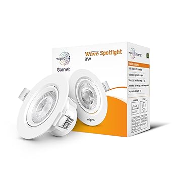 wipro Garnet 3W Round Led Wave Spotlight Cob Spotlight for Ceiling Warm White Light(2700K) Adjustable Design Recessed Tiltable Downlighter for False Ceiling Cutout-60 Mm Pack of 1 - image, photos