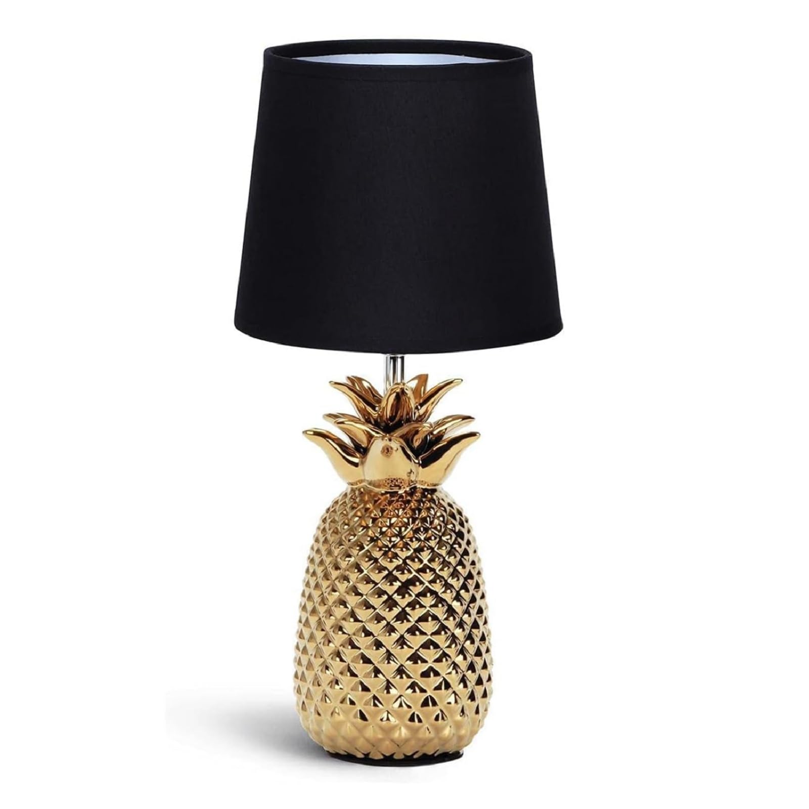 Aigostar Nachttischlampe, Tischlampe Keramik Tischleuchte Lampe für Nachttisch Beistelltisch Dekolampe Nachttischlampe Stoffschirm Gold Modern E14 H36cm