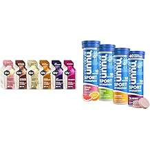 GU Energy Original Sports Nutrition Energy Gel, 24-Count, Assorted Flavors & Nuun Sport Electrolyte Tablets for Proactive Hydration, Mixed Citrus Berry Flavors, 4 Pack 40 Servings
