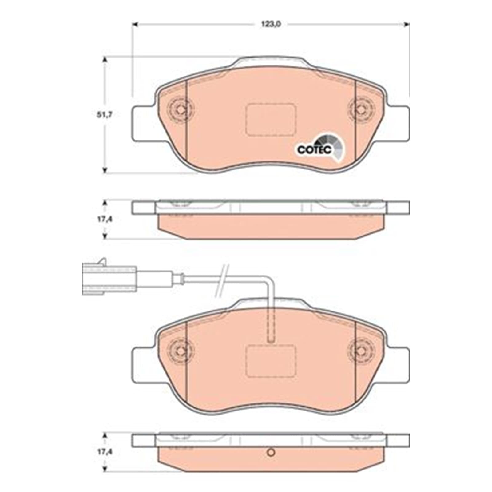 TRW Fren Balatası Ön Fiat Fiorino 1.4 07, 1.3 D Multijet 07, Panda 1.2 4X4 10-13, 1.3 D Multijet 06-13, 1.3 Jtd Multijet 4X4 10-13, 500 1.4 07, 1.3 D Multijet 07 GDB1746