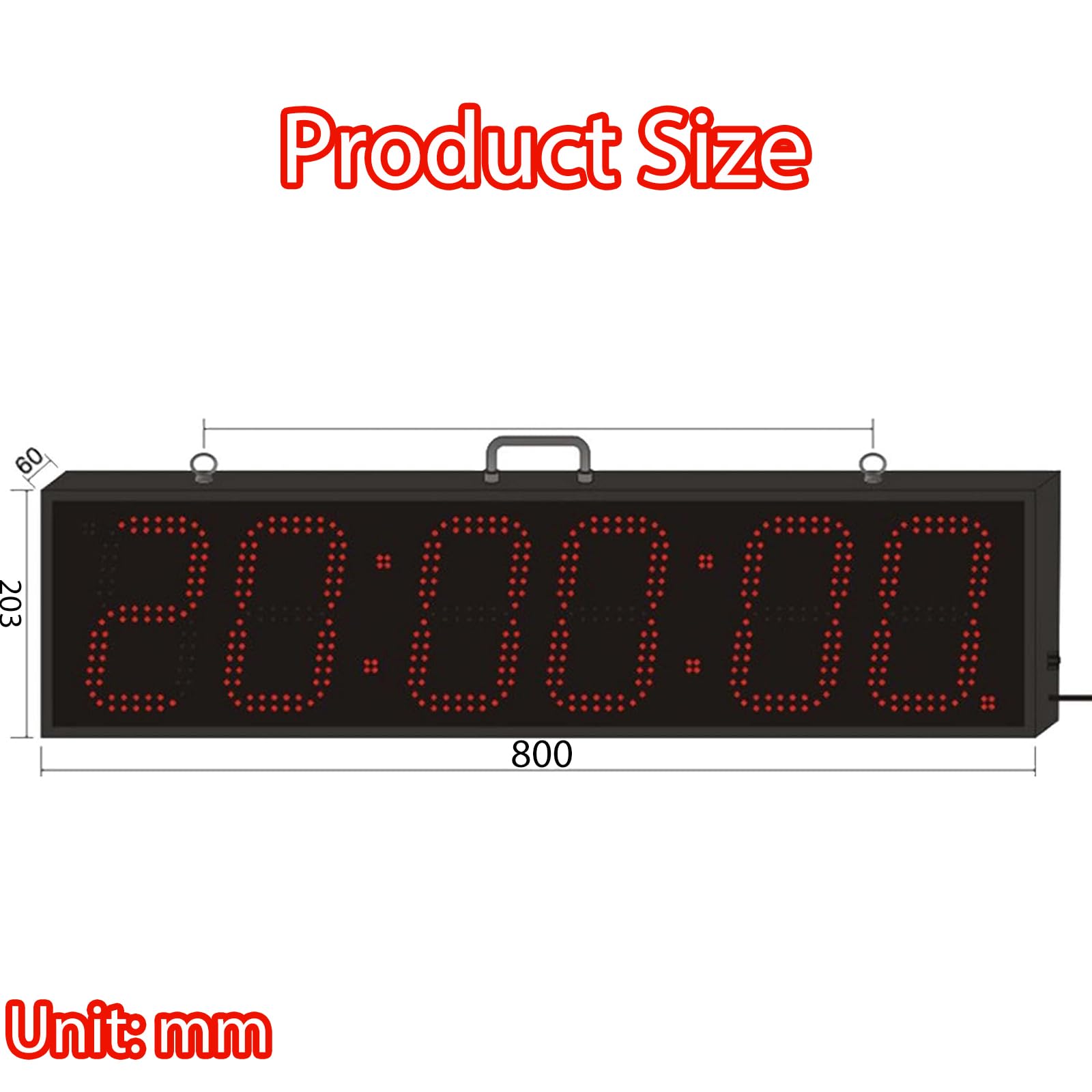 Reloj de cuenta regresiva LED de 6 dígitos, números digitales de 6 pulgadas para exteriores, impermeable, 3 niveles de brillo ajustables, 12/24 horas conmutables para deportes, escuelas, gimnasio