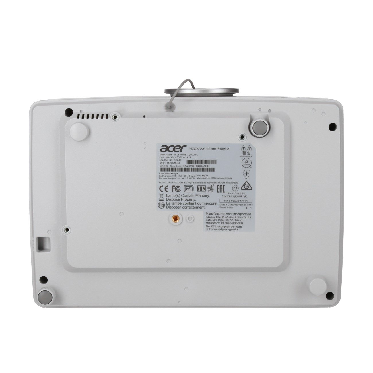 Acer P5327W Proiettore Risoluzione 1280 x 800 WXGA, Connessione VGA/HDMI/MHL, Luminosità 4.000 ANSI, Contrasto 20.000:1, Bianco