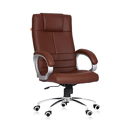 Da URBAN Fermo High Back Revolving Leatherette Ergonomic Home & Office Executive Chair with High Comfort Seating, Height Adjustable Seat & Heavy Duty Metal Base (Brown)