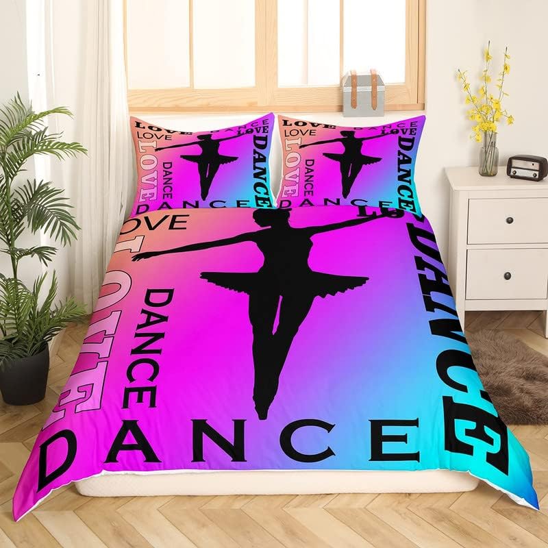 Miniatura 3 de Feelyou Love Ballet - Juego de ropa de cama para niñas y niños, ejercicios de piso, funda de edredón decorativa de atletismo, funda de edredón rosa