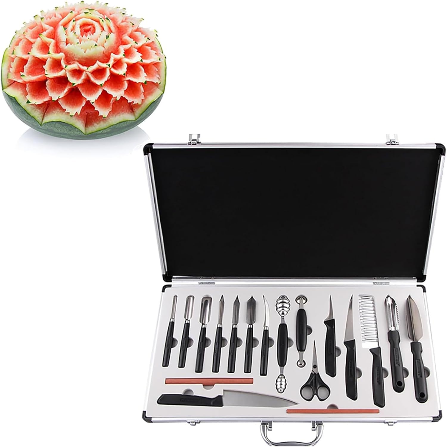 Professional Culinary Carving Kit, 18-piece Food Carving Tool Kit, Culinary Carving Peeling Tools, for Fruit and Vegetable Garnishing, Making Food a Work Of Art In Your Hands