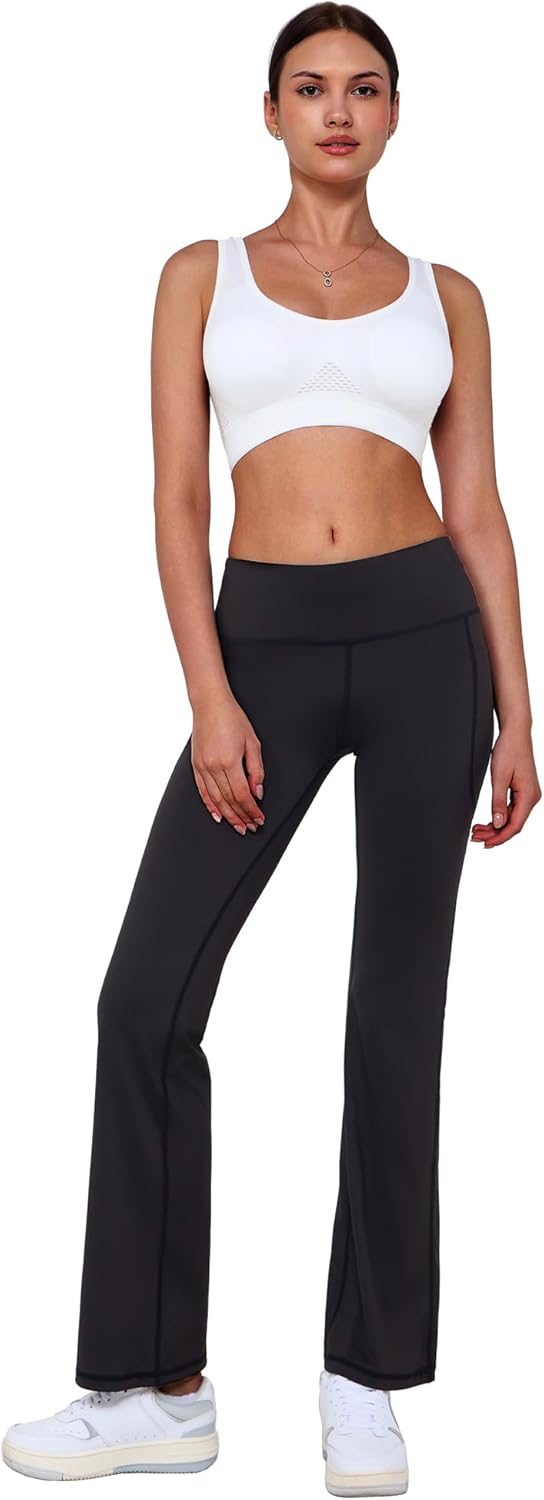 Women's Black Flare Leggings with Pockets High Waisted Bootcut Yoga Pants for Woman Tummy Control Flared Leggings - Image 4
