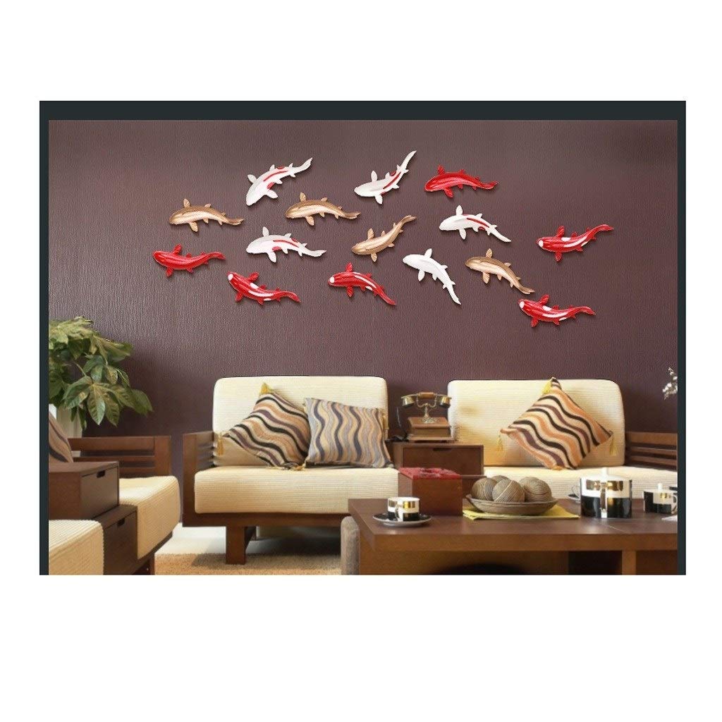 Skulptur Wohnzimmer Hintergrund Wand Kreativ Einfach Wohnaccessoires Shop Korridor Wanddekoration Fisch Anhänger Stereo Wanddekoration Statuen (Farbe: Weiß-a, Größe: C) Neuheit Geschenk