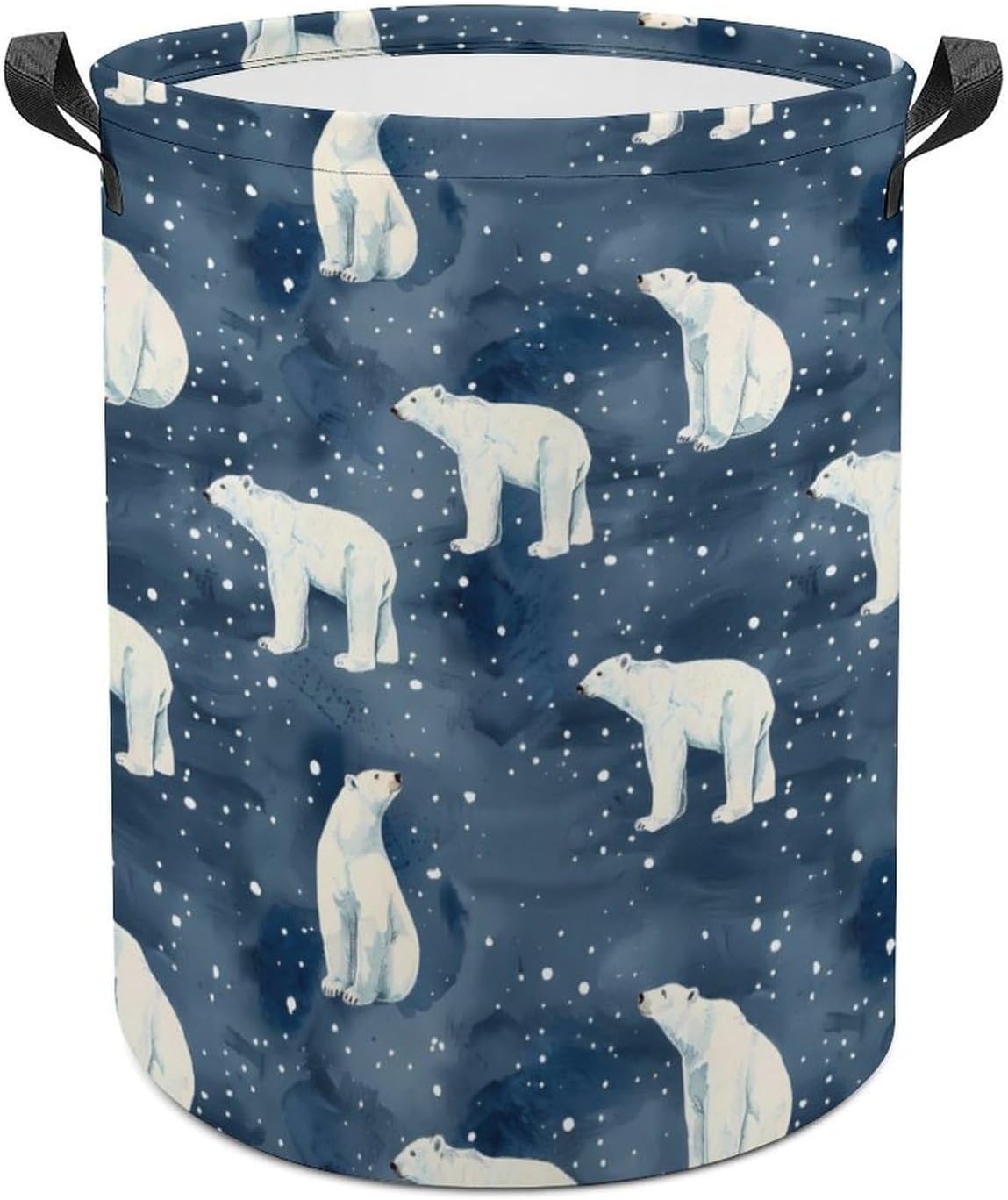 White Polar-Bears Novelty Collapsible Laundry Baskets Waterproof Clothes Hamper Storage Bins with Handles 13.8"x13.8"x17.3" 17.3"x17.3"x17.3"