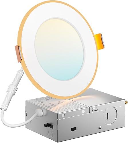 Miniatura 7 de Amico Paquete de 24 lámparas de techo empotrables LED 5CCT de 4 pulgadas con luz nocturna, 2700 K3000 K3500 K4000 K5000 K iluminación empotrada