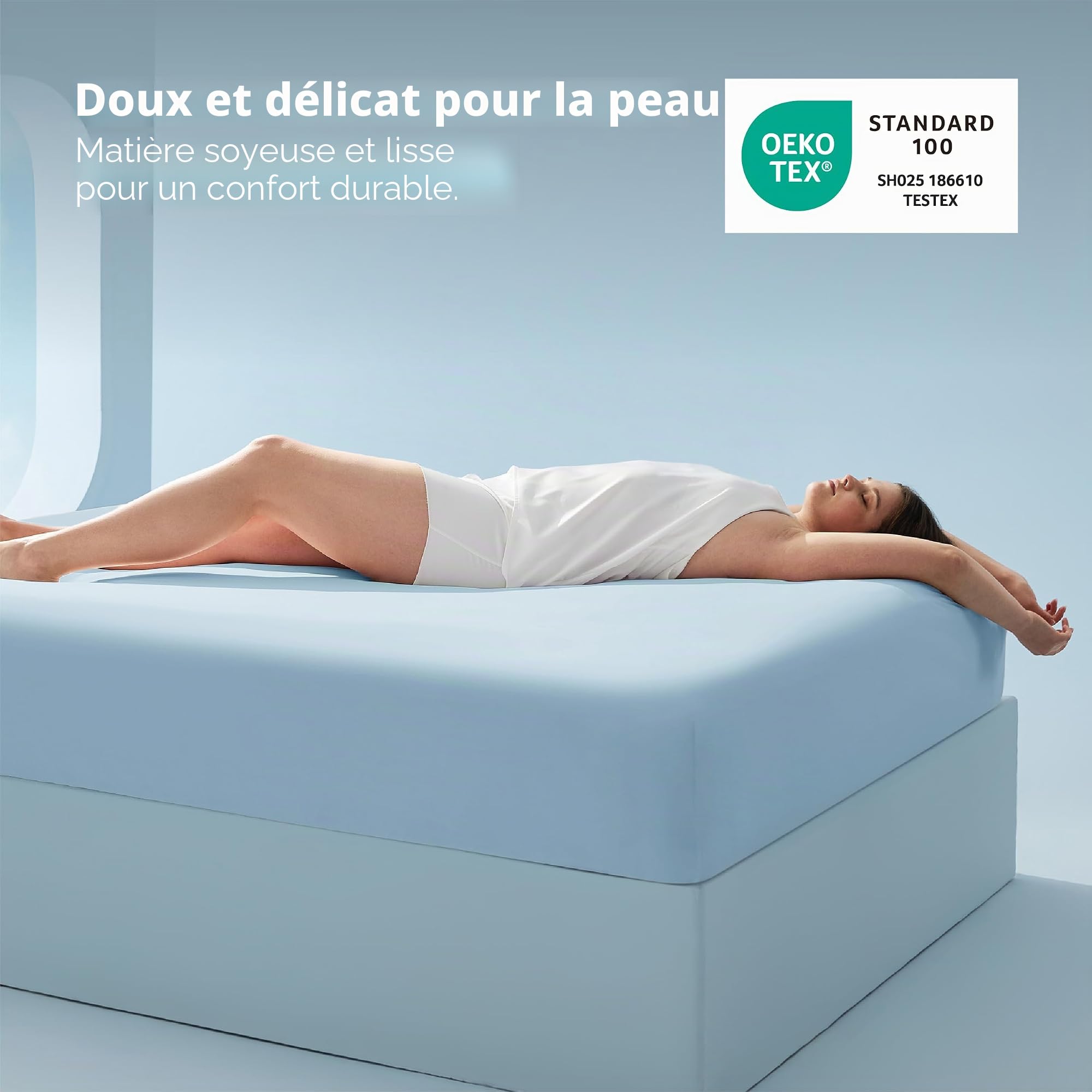 Bedsure Drap-Housse rafraîchissant 140 x 200 cm - Drap-Housse d'été jusqu'à 40 cm d'épaisseur pour Matelas épais et sommiers à Ressorts, certifié Oeko-TEX Q-Max 0.4, Beige