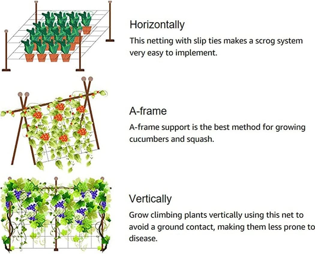 ShengXia Nylon Garden Plant Trellis Netting Flexible Elastic Plant Support Vine Net Climbing Garden Net for Fruits Vegetables Tomato Plants and More Gift 5 * 16ft / 1.67 * 5m : Patio, Lawn & Garden