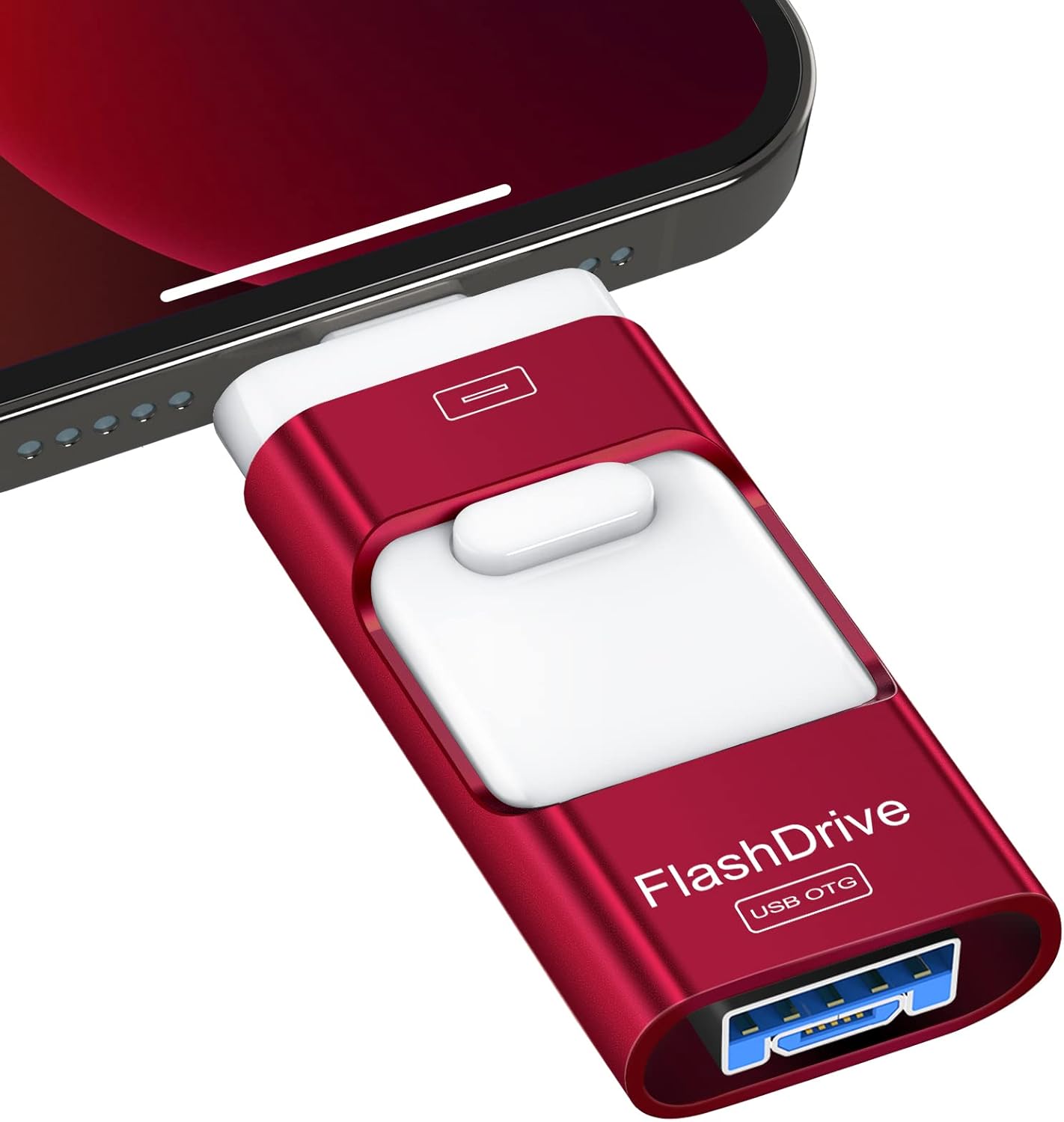 Sunany Flash Drive 128GB, USB Memory Stick External Storage Thumb Drive for Phone, Pad, Android, PC and More Devices (Red) image