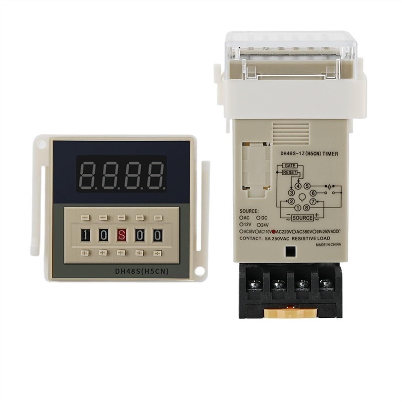 DH48S-1Z LED Temporizzatore Digitale Relè Programmabile Interruttore di Ritardo 0.01S-99H99M Base Presa AC/DC 12V 24V 36V 110V 220V 380V (Size : AC 110V)