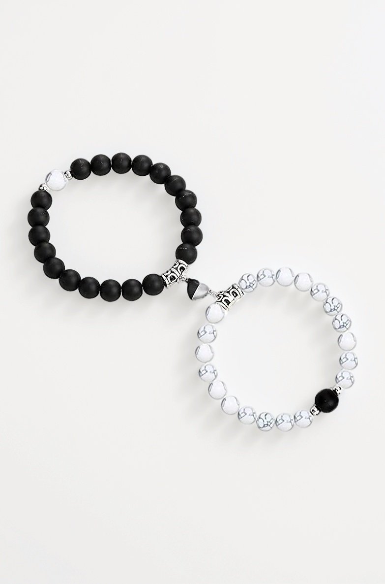 Pearl Stone Magnetic Couples Bracelets Broken Heart for Women Men Mutual Attraction Gifts Relationship Matching Friendship Stretch Bracelet for Him and Her