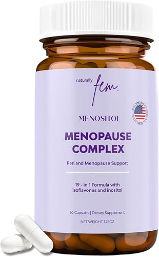 Inositol FEM Menositol 19 en 1 60 cápsulas, suplementos de perimenopausia y menopausia para mujeres pérdida de peso con mio-inositol, D-chiro e