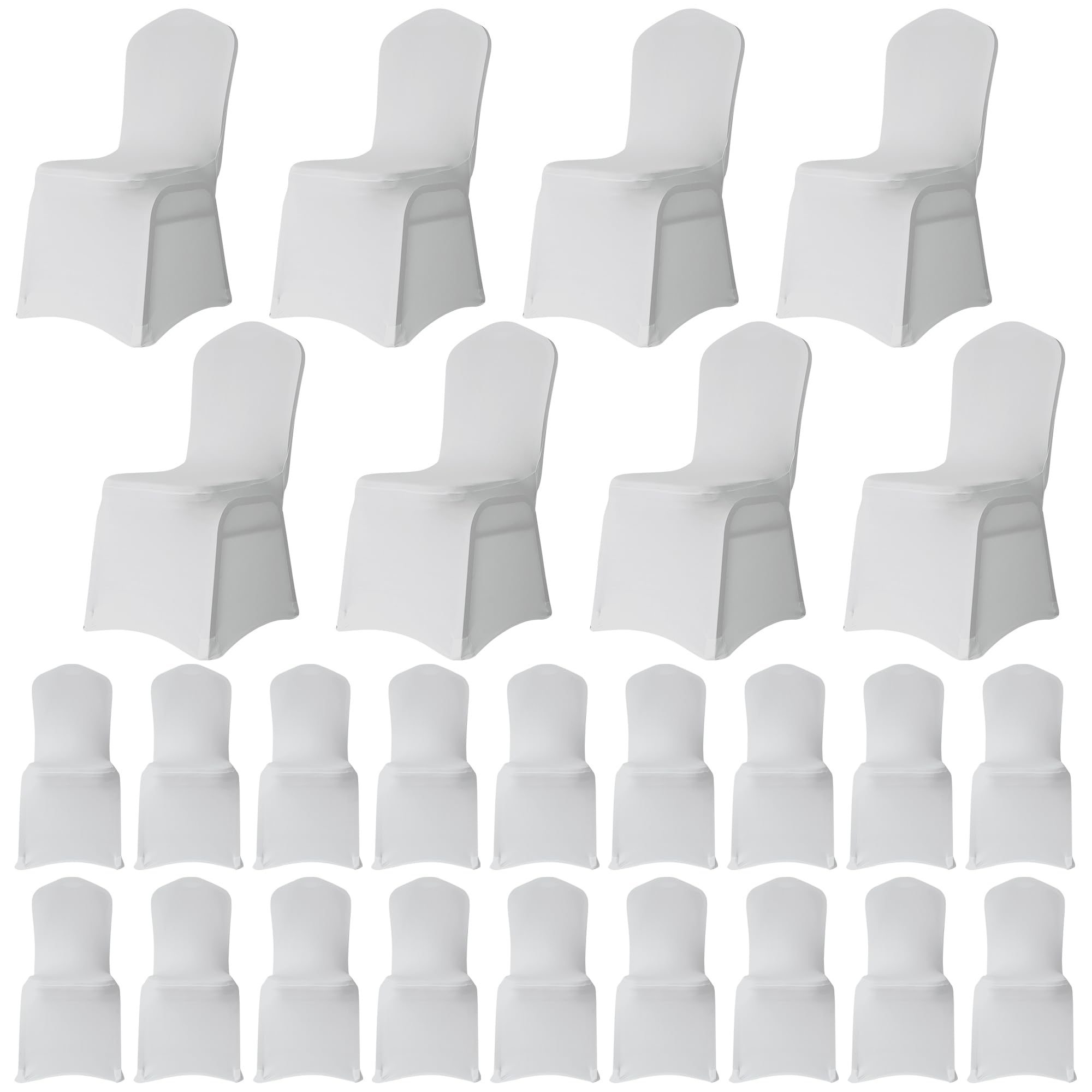 WedDecor Wedding Chair Covers Spandex Stretch Slipcovers, White, Set of 100