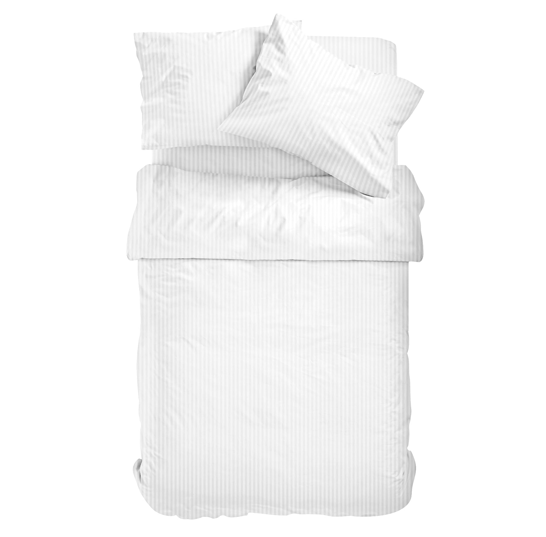 Hotel Bettwäsche 200x200 Baumwolle Weiß 3teilig Set Mako Satin Damast Streifen mit Reißverschluss 100% Baumwolle Ganzjährig Luxus Hotelqualität