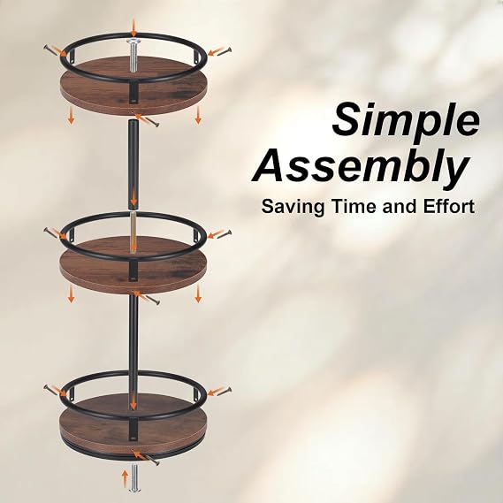 3-Tier Rotating Spice Rack, Wooden Lazy Susan Spice Organiser, 360-Degree Turntable Seasoning Storage Rack for Kitchen Countertop, Cupboard and Pantry