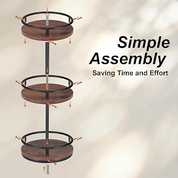 3-Tier Rotating Spice Rack, Wooden Lazy Susan Spice Organiser, 360-Degree Turntable Seasoning Storage Rack for Kitchen Countertop, Cupboard and Pantry