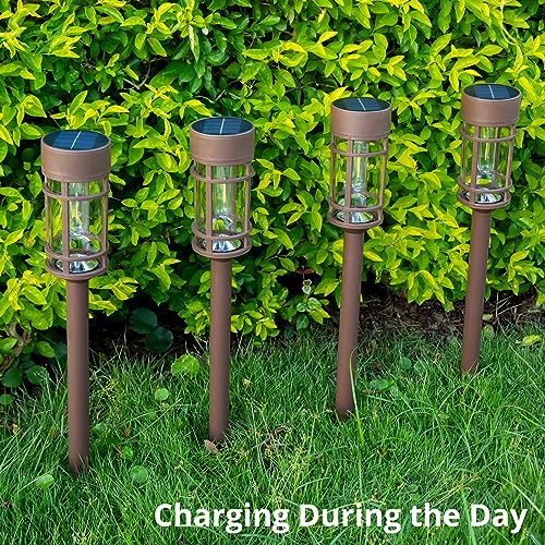 ILANCK Solar Pathway Lights Outdoor 8 Pack, Solar Lights Outdoor Waterproof IP65, LED Solar Garden Lights Outdoor Solar Lights for Yard, Landscape, Driveway, Brown