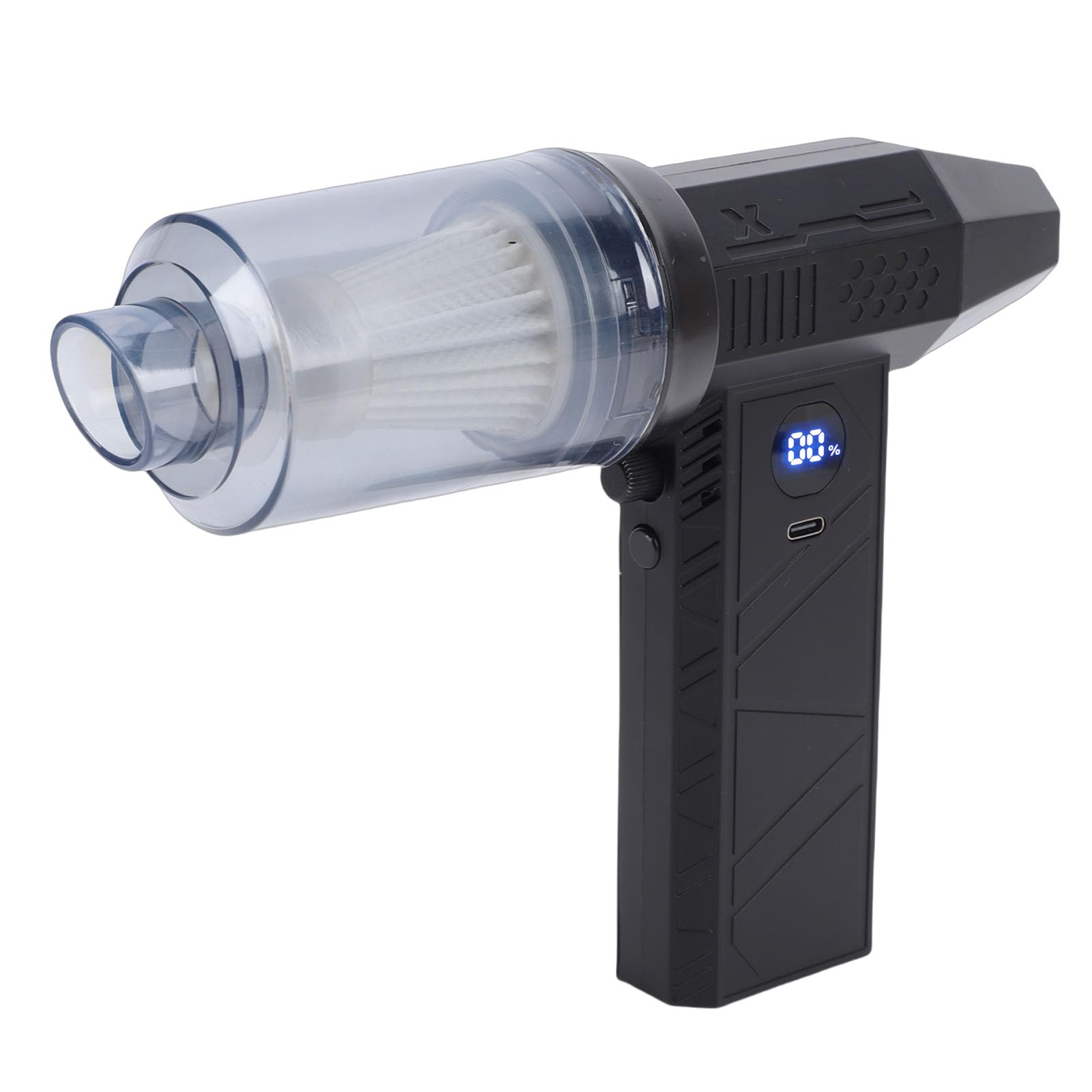 Asixxsix Spolverino Elettrico, Soffiatore per Polvere Senza Fili Ricaricabile con Motore Brushless, 150.000 Giri/Min, 52 M/s, Kit di Pulizia per PC con Batteria da 6000 MAh, Display LED e 2 Ugelli per