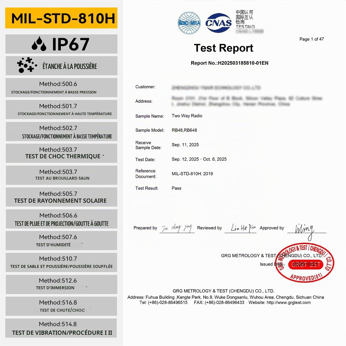Retevis RB648 Talkie Walkie Robuste, Radio Bidirectionnelle,MIL-STD-810H