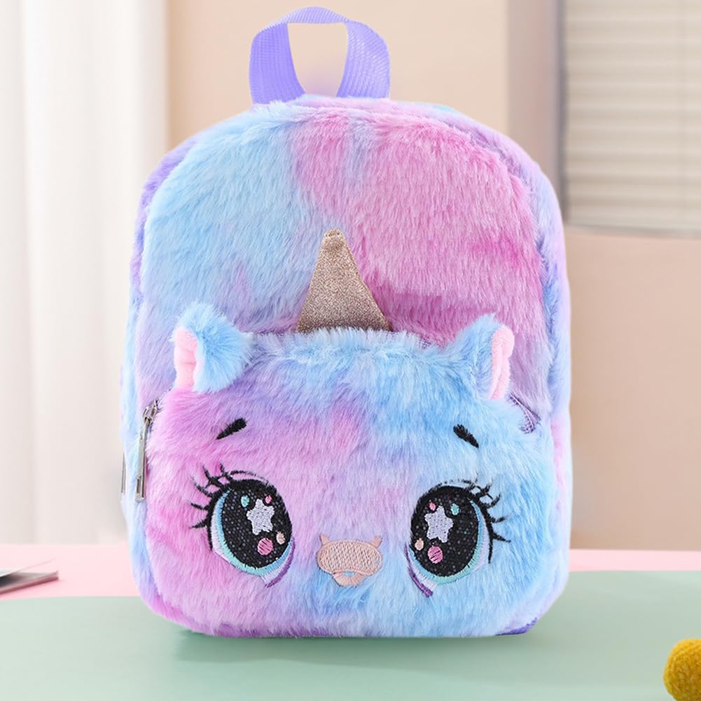 Unicornio Peluche Mochilas, Ojos grandes Unicornio Peluche Mochilas para Niño, Mochila de Moda Cute Glitter Girl, linda mochila de felpa Unicornio para mochila escolar Bolsa de viaje