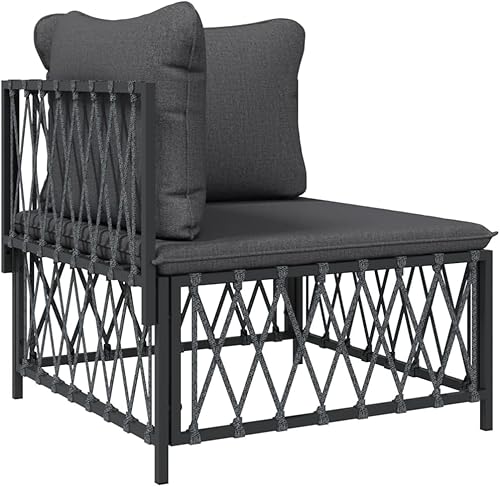 Miniatura 5 de Juego de muebles de jardín de 3 piezas, juego de muebles de patio al aire libre con cojines extraíbles, marco de acero con recubrimiento en polvo,