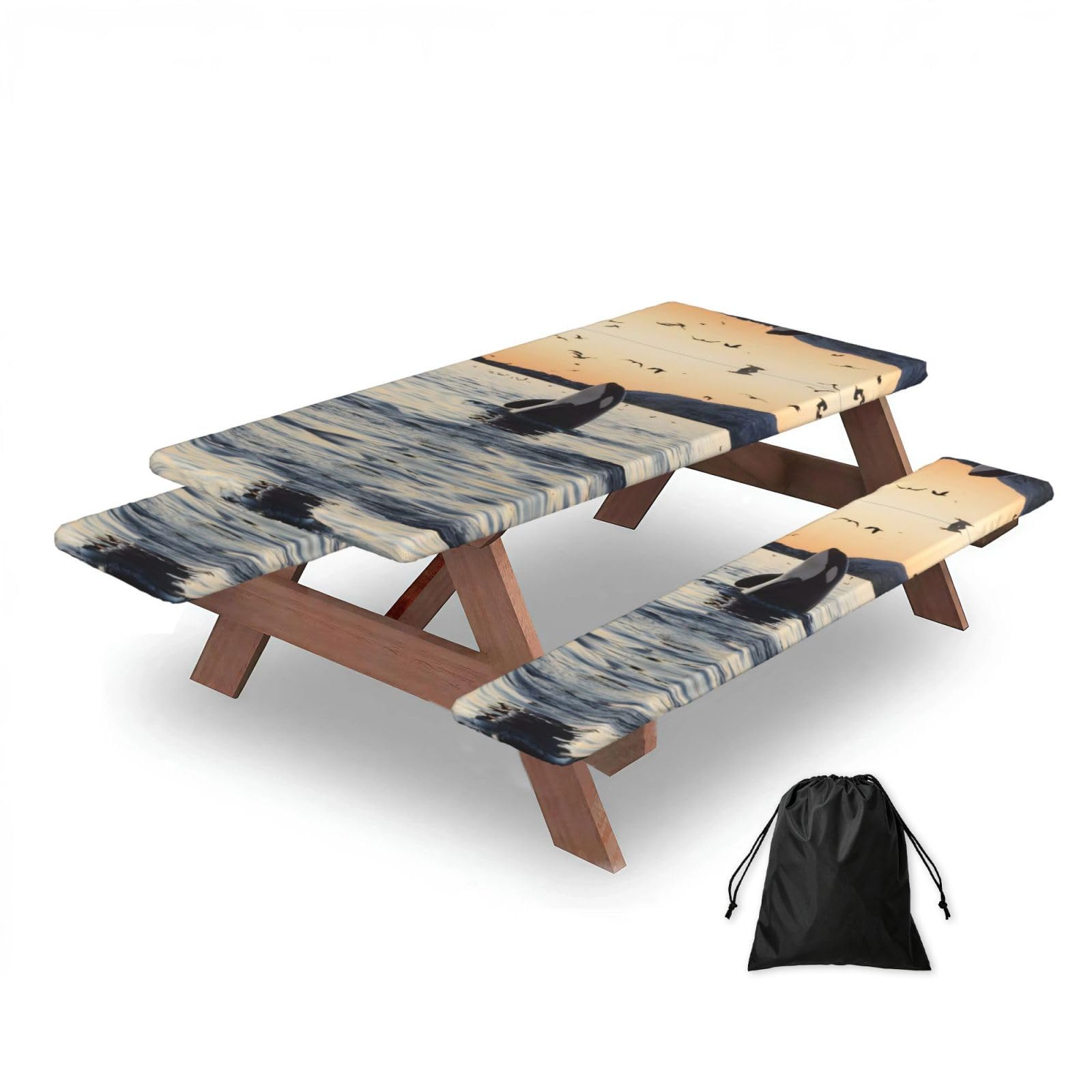 Zqytgfdc Black Killer Whale Rectangular Water-Repellent Picnic Tablecloths, Outdoor Camping, Picnic, Bbq